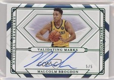 2020 Panini National Treasures Validating Marks Emerald /5 Malcolm Brogdon Auto