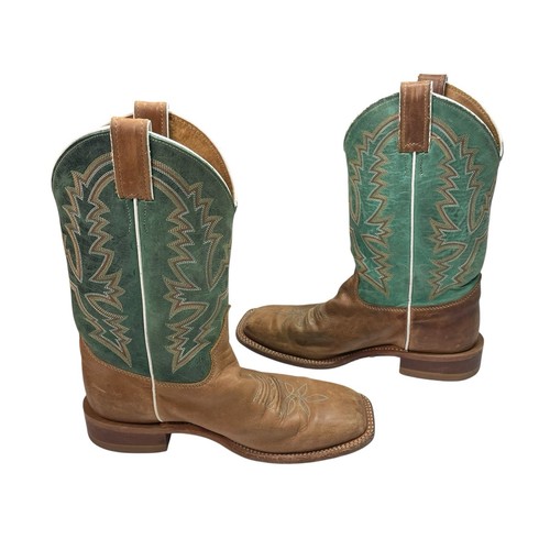 Stivali da cowboy Justin Bent Rail BRL317 verde e marrone punta quadrata donna taglia 8B - Foto 8 di 17