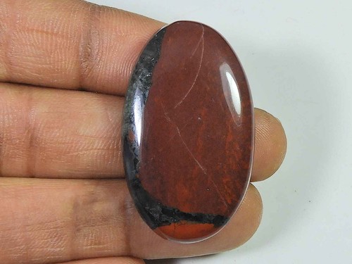 Natural Bloodstone Palm Crytsal 41Cts. Oval Cabochon Loose Gemstone 22X37MM J633 - Picture 2 of 9