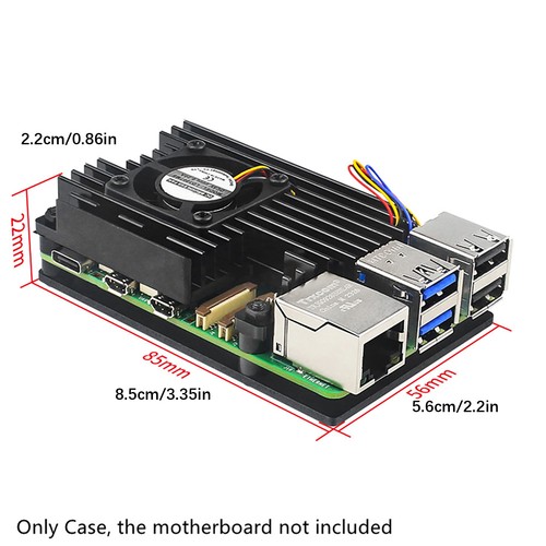 For Raspberry PI 5 Motherboard Aluminum Alloy Protective Case with Cooling Fan - Afbeelding 10 van 11