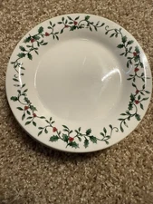 Set 4) Royal Seasons Stoneware Holly Berry  Bread/Dessert Plates  6.5"