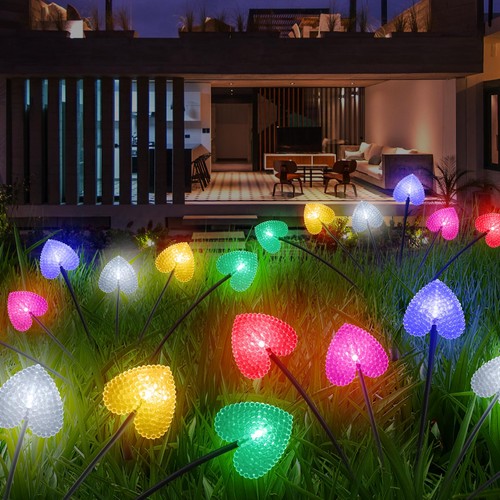 2PACK Big Heart Solar Pathway Lights,Outdoor Waterproof Solar Garden Stake Li...
