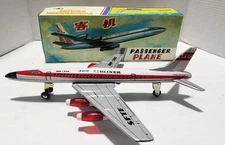 Passenger Plane Friction MF-240 Vintage Tin Toy China Litho Jet Airliner Rare 