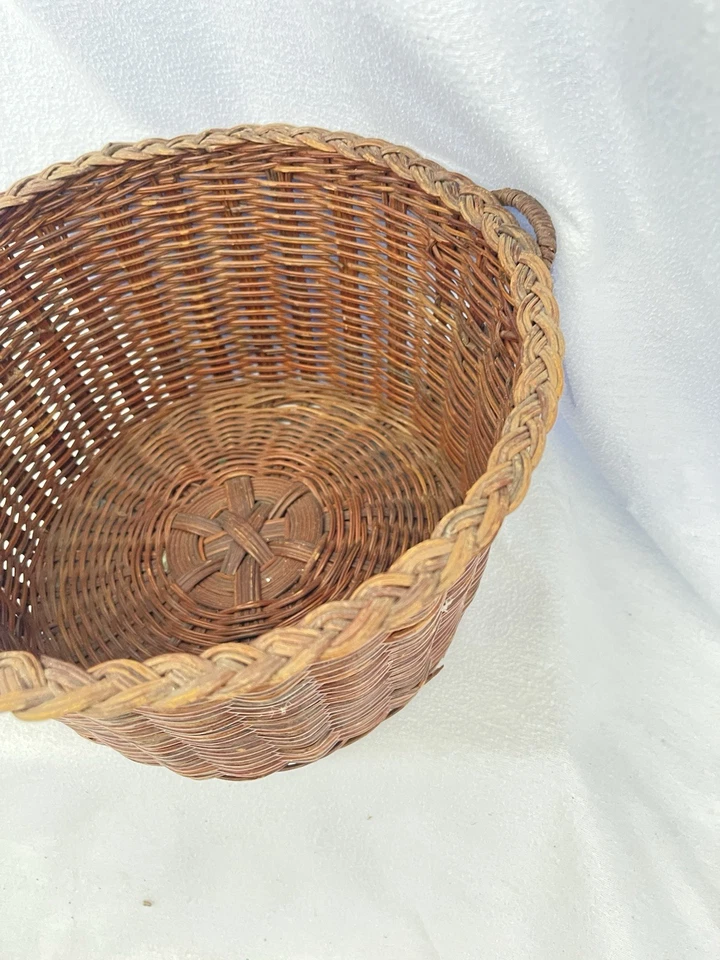 "Cesta de mimbre vintage ovalada de 11"" con asas laterales casa de campo" Foto 4 de 4