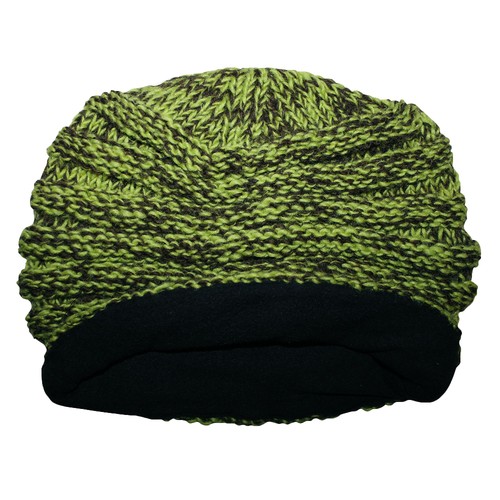 Wollmütze giftgrün-braun warme Strickmütze - Picture 6 of 6