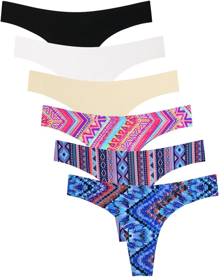 Bragas tanga de microfibra sin costuras de tiro bajo No Show para mujer cómodas transpirables Foto 3 de 4