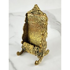 Brass Business Card Holder 5" Ornate Victorian Design Handcasted 80s Upper Deck