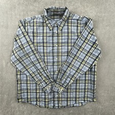 Route 66 Casual Shirt Mens XL Blue Yellow Plaid Long Sleeve Pocket Button Up