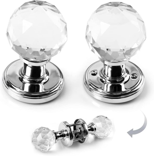 Crystal Door Handle 65Mm round Clear Glass Door Knobs Extra Large Kitchen Doo... - Picture 2 of 12