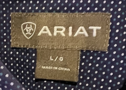 Ariat Men’s Blue Twill Fitted Long Sleeve Button Shirt - Large - Picture 7 of 8