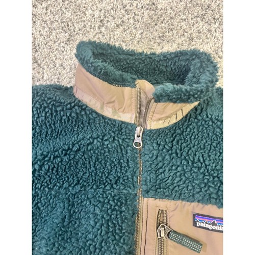 Patagonia Kids' Retro-X® Jacket Sherpa Hunter Green/Tan Color-block Size 6-7 - Picture 4 of 9