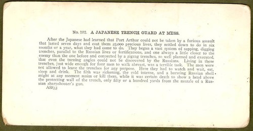 Stereoview JAPAN RUSSIAN WAR Trench Soldiers at Mess - Picture 2 of 2