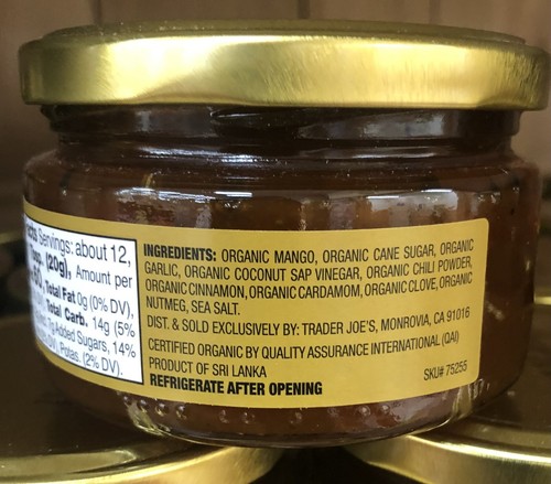 Trader Joe's Sri Lankan Organic Mango Chutney Seasonl Limited Edition 8.5 oz NEW - Picture 2 of 4