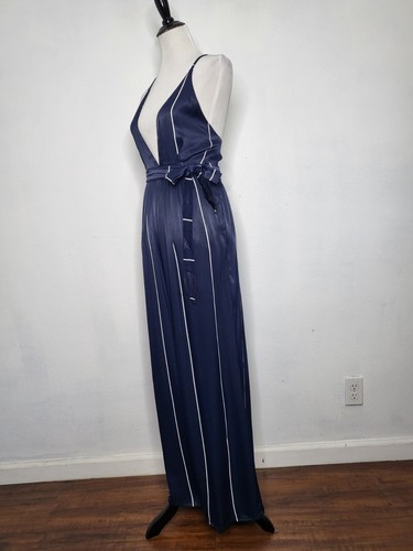 FAITHFULL THE BRAND Citizen Jumpsuit Women's Size 2 Cabana Stripe Navy White - Picture 6 of 14