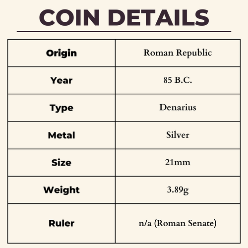 Cupid Riding Goat Denarius Ancient Roman Republic Silver Coin 85BC Fonteius - Picture 4 of 5