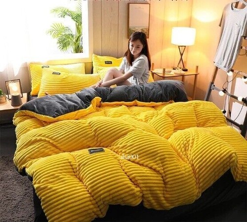 Samt Bettbezug Winter Warm Dick Bett Decke Bezug Bettset Twin Queen King - Bild 17 von 35