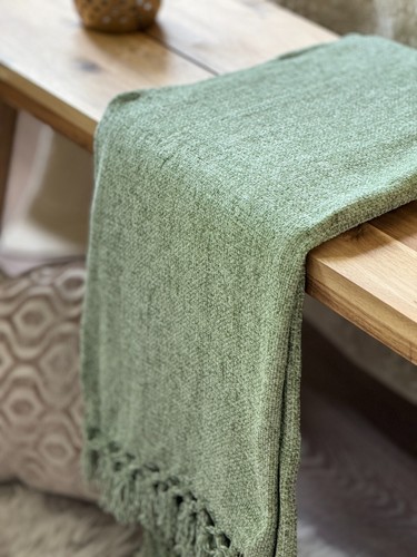 Luxus weiche Wollgefühl verbrannt orange rostig Strickdecke Sofa Werfen Fransen - Bild 3 von 8