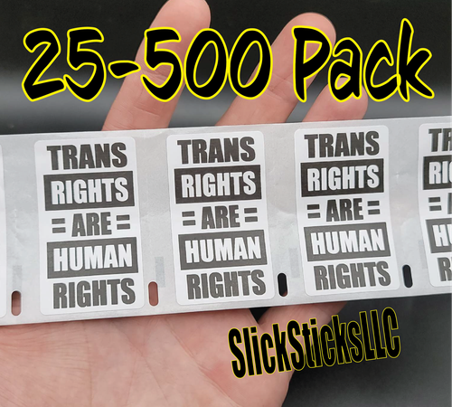 "TRANS RIGHTS ARE HUMAN RIGHTS" Stickers 25-500Pack pro LGBT sticker gay pride - Picture 1 of 2