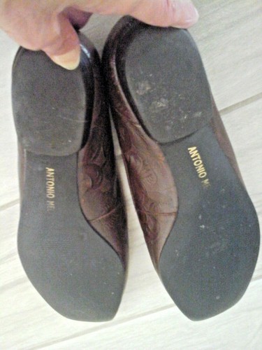 Antonio Melani Brown Embossed Leather Upper Slip On Loafer Flats Size 7.5 M - Picture 5 of 6