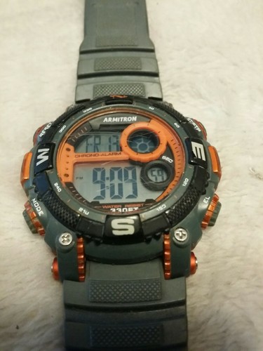 Armitron Sport Pro 40/8284 Resin Watch 100 Meter WR Chronograph Alarm MORE Grey - Picture 1 of 3