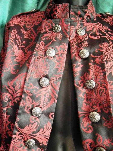 red brocade Military Style Jacket-Jordash Clothing/Dark Star.New with tags,crop - Picture 3 of 7