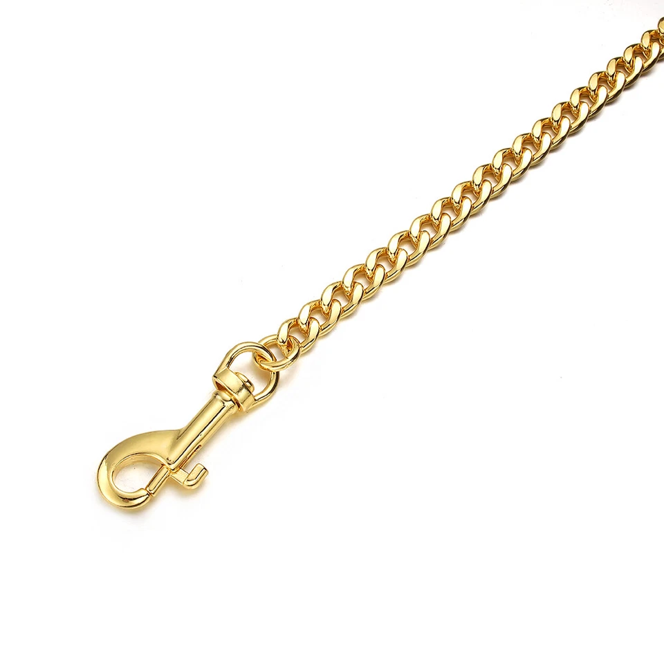 3ft Pet Dog Leash Duty Gold Stainless Steel NK Chain With Soft Leather Handle - Image 4 of 4