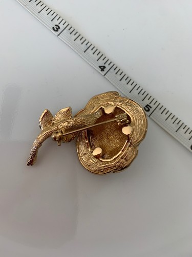 Stunning RARE Christian Dior Gold Plated Pave Rhinestones Rose Motif Pin Brooch - Picture 11 of 18