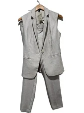 Express Grey/White Vest And Matching Pants. (Size 2R Pants & Size Small Vest)
