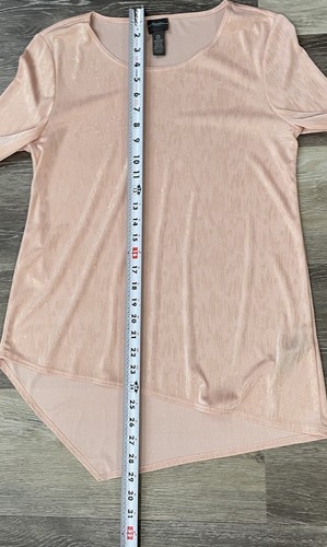 Chicos Travelers tunic top size 0 womens small pink foil print gold metallic - Picture 6 of 7