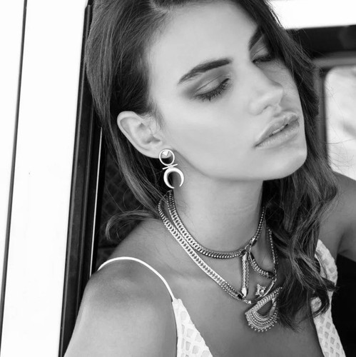 Mini Geo Hollow Combo Ear Jacket Studs Hook Bar Front Back Butterfly Earrings - Picture 50 of 144