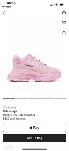 Balenciaga Triple S Pink Fur Lined Trainers Size 3 Uk 36 - Picture 10 of 10