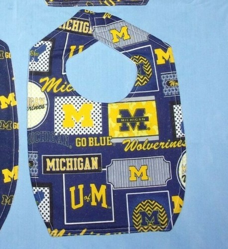 .NEW Handmade BABY CHILD BIB UNIVERSITY OF MICHIGAN WOLVERINES U of M  SHIP DISC - Bild 5 von 5