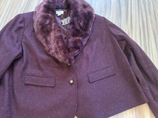 New 26/28w Purple Cato Blazer With Removable Faux Fur Collar