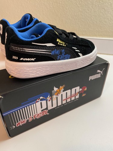 Puma x Sega SONIC Negro Azul Sónico - Gamuza Talla 5C NUEVO Niños Tenis Tenis Tenis Tenis Tenis - Imagen 4 de 10