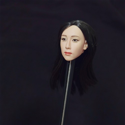 1/6 Female Asian Long Black Hair Girl Head Sculpt Carved For 12" Figure Body - Picture 3 of 6