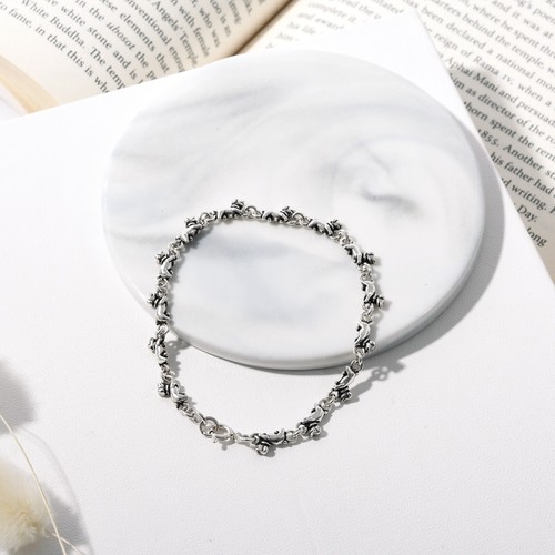 Adorable Brazalete de Plata Eslabón de Cadena de Cachorros Perros Amantes de Mascotas Animales - Imagen 2 de 4