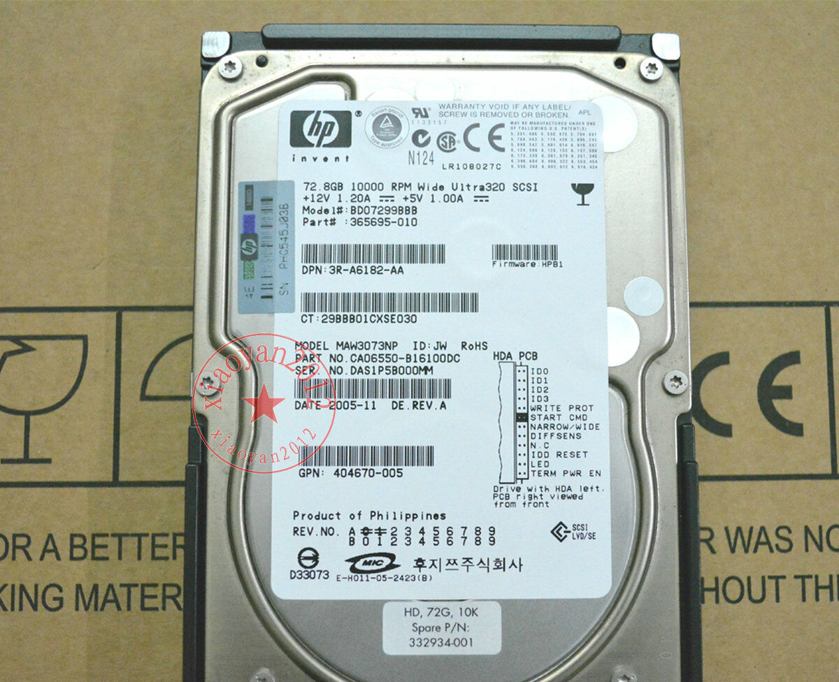 HP 73G BD07299BBB 10K 365695-010 MAW3073NP 68-pin SCSI hard drive
