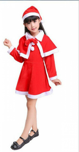 UK Christmas Dress Red Santa Hat Outfit Girls Kids Xmas Party Fancy Costume Sets - Picture 2 of 5
