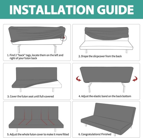 Stretch Armless Sofa Bed Futon Slipcover Elastic Folding Couch Cover Multicolor - Picture 139 of 330