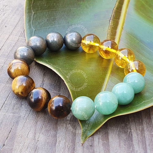 Prosperity Money & Abundance Gemstone Stretch 12mm Beaded Bracelet - Picture 6 of 9