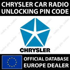 CHRYSLER RADIO PIN CODE ALL MODELS T00AM T**QN TM9 TVPQN TOMYD T00BE T0012 T0071