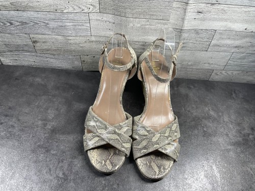 Cole Haan Air Espadrille Sandals Women 11B Shoes Beige Black Wedge Snake Strap - Picture 6 of 22