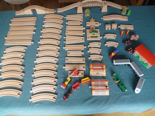 Large Brio ELC Wooden Train Set Bundle - 75 pieces