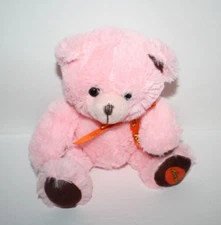 Reese's Plush Teddy Bear Pink Shaggy Fur 7" Brown Paws Galerie Stuffed Animal