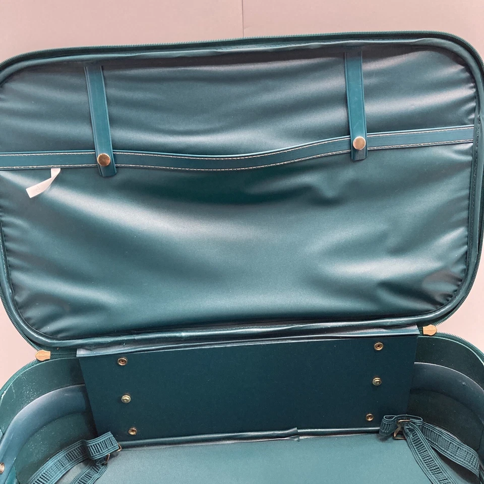 Maleta de viaje Jaguar vintage de nailon verde y cuero marrón, llevar 22X12 Foto 4 de 4