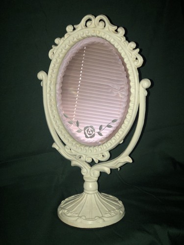 Specchio vintage vanità smussato inciso ghisa ornato piedi inclinabili specchio chic bello - Foto 11 di 11