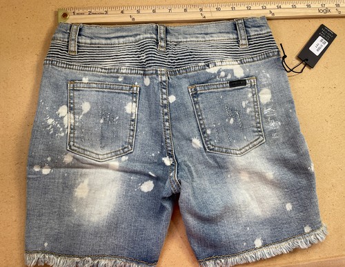 Girls Denim Cuffed Shorts Ripped Medium Blue Size -12 Year NWT - Picture 2 of 5
