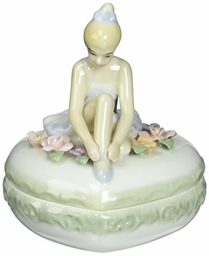 Hermosa bailarina de porcelana en forma de corazón caja de baratijas - Imagen 1 de 1