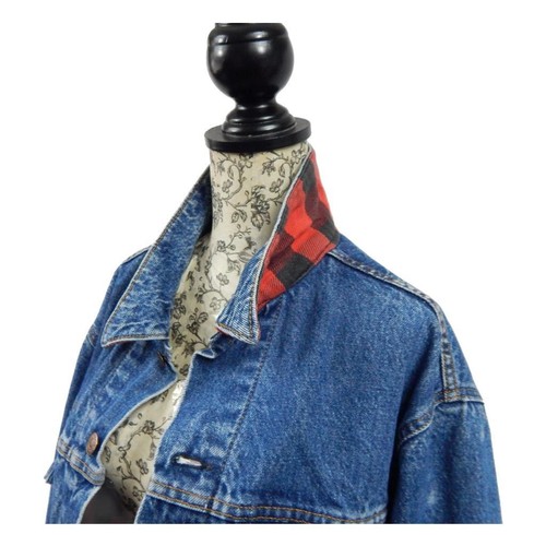 VTG 80s Levi's Jacket 71411 0816 Buffalo Plaid Lined Denim 46L Type III 3 (S887) - Picture 6 of 8