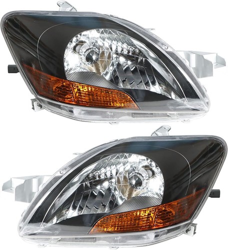 Headlights for 2007-2011 Toyota Yaris Sedan Black Housing Pair Left+Right Side - Picture 2 of 6